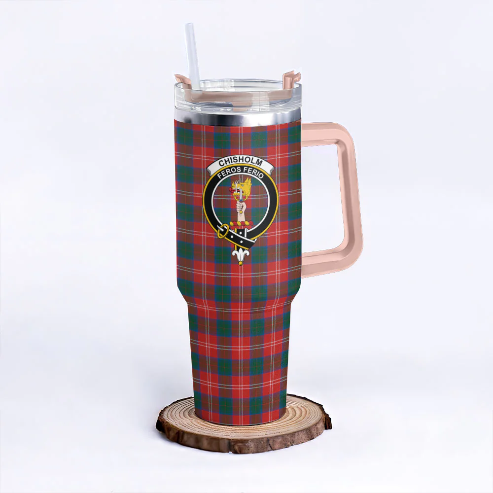 Scottish Chisholm Ancient Clan Badge Tartan 40oz Tumbler - Image 4