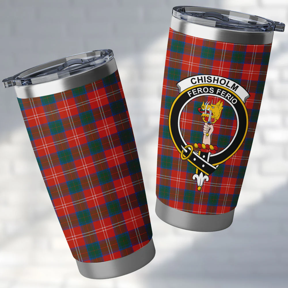 Scottish Chisholm Ancient Clan Badge Tartan Tumbler