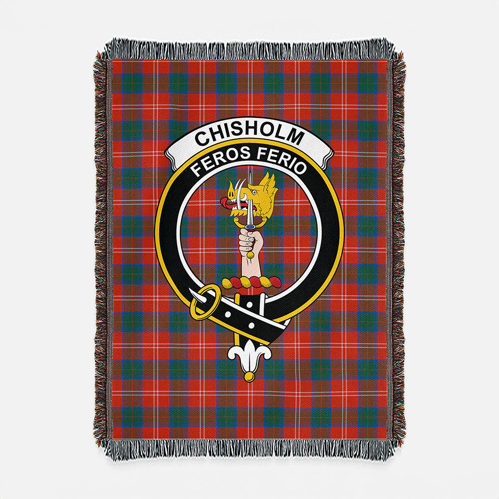 Scottish Chisholm Ancient Clan Badge Tartan Woven Blanket - Image 2