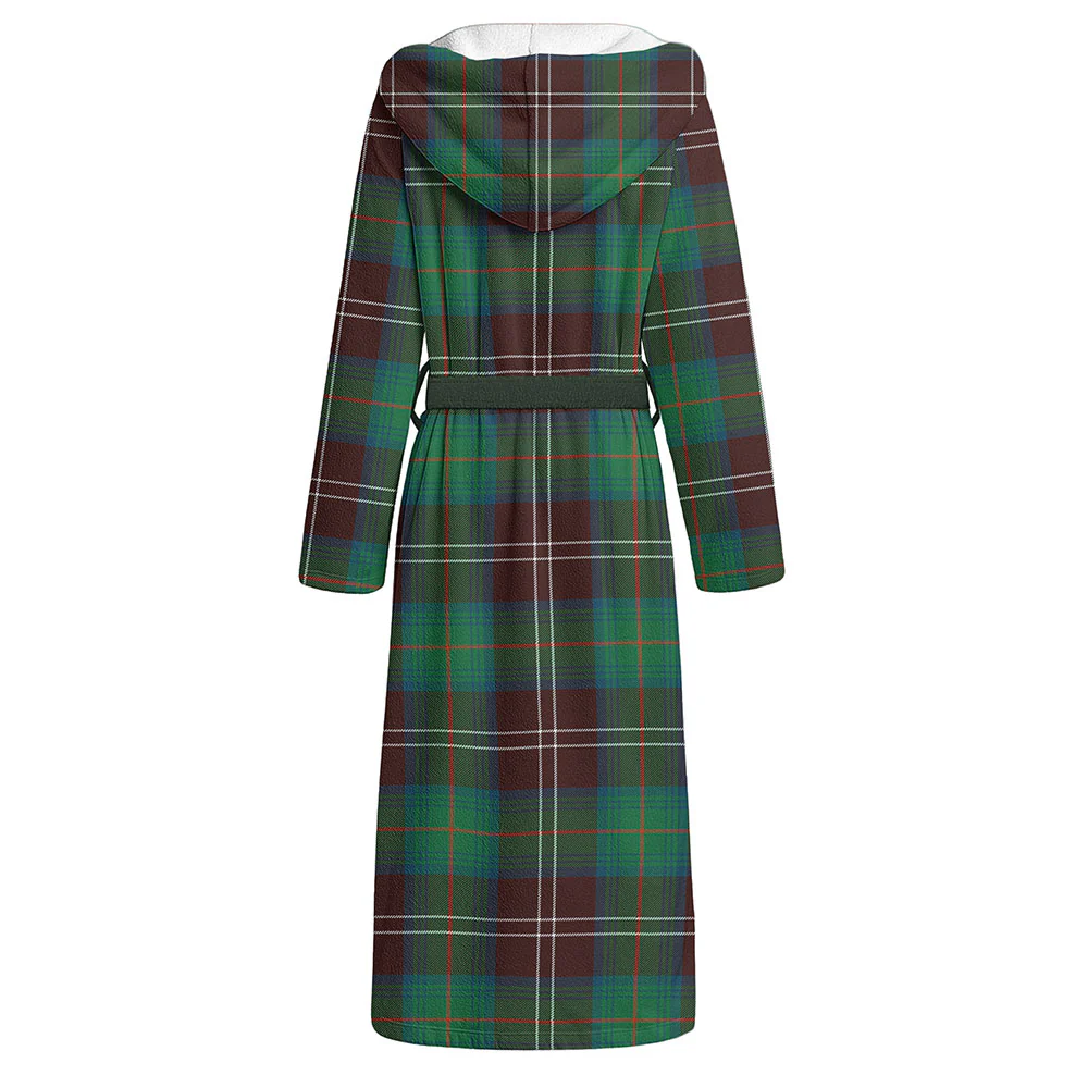 Scottish Chisholm Hunting Ancient Clan Badge Tartan Flannel Hooded Bathrobe - Image 2