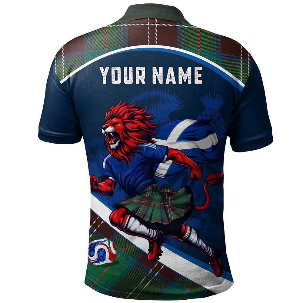 Scottish Chisholm Hunting Ancient Clan Badge Tartan Polo Shirt Scotland Lion Brave Highland Spirit - Image 2