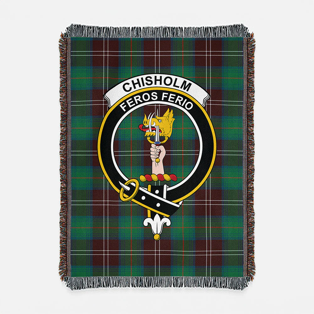 Scottish Chisholm Hunting Ancient Clan Badge Tartan Woven Blanket - Image 2