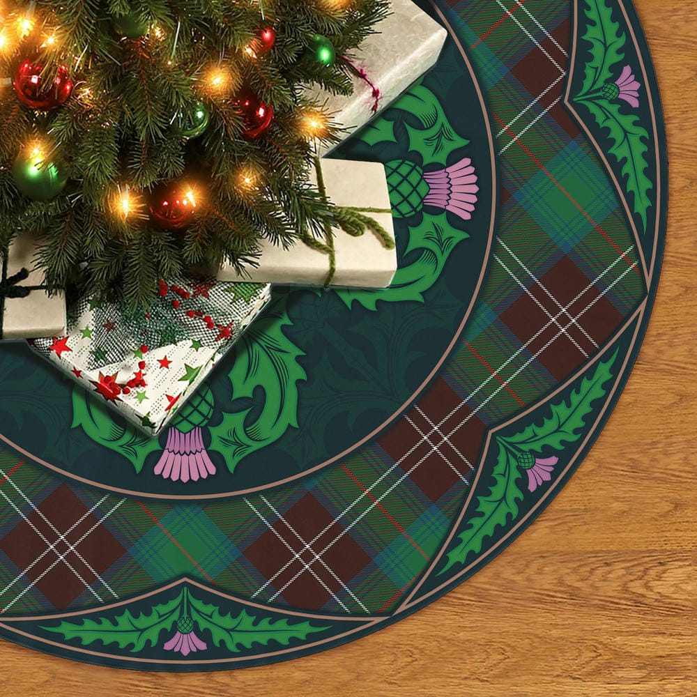 Scottish Chisholm Hunting Ancient Tartan Christmas Tree Skirt Old Scottish Thistle Flower - Image 2