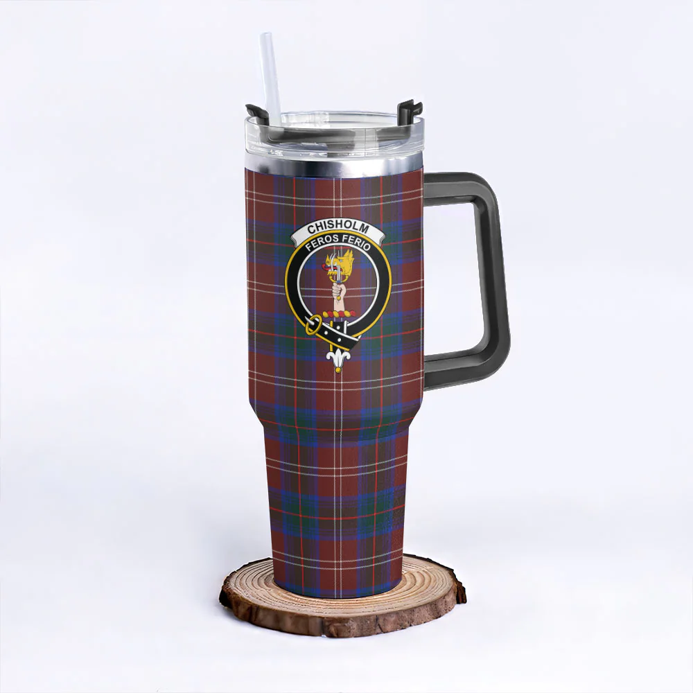 Scottish Chisholm Hunting Modern Clan Badge Tartan 40oz Tumbler - Image 3