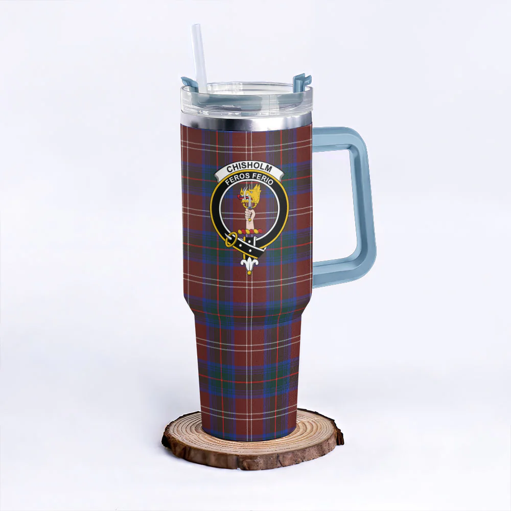 Scottish Chisholm Hunting Modern Clan Badge Tartan 40oz Tumbler - Image 5