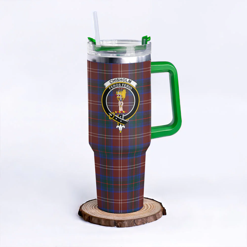 Scottish Chisholm Hunting Modern Clan Badge Tartan 40oz Tumbler - Image 8