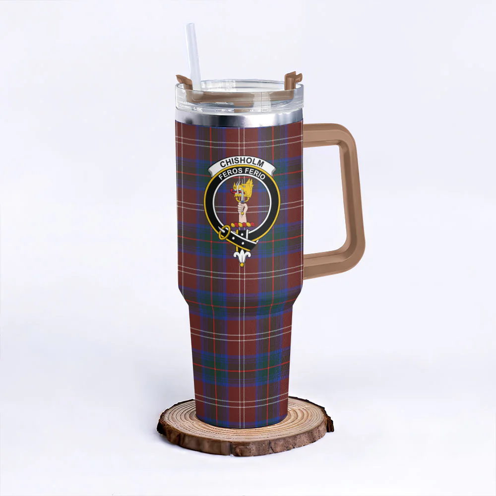 Scottish Chisholm Hunting Modern Clan Badge Tartan 40oz Tumbler - Image 9