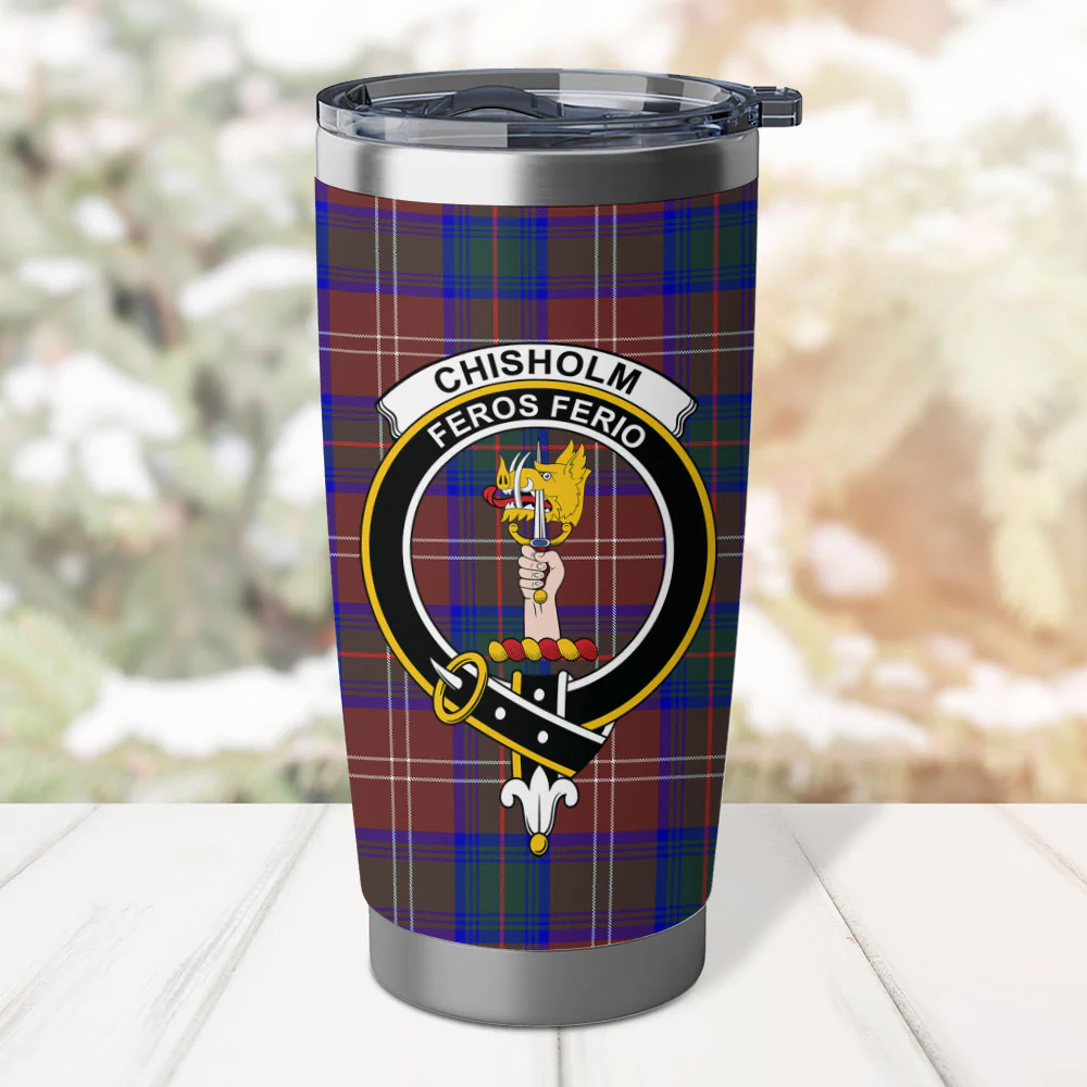 Scottish Chisholm Hunting Modern Clan Badge Tartan Tumbler - Image 2