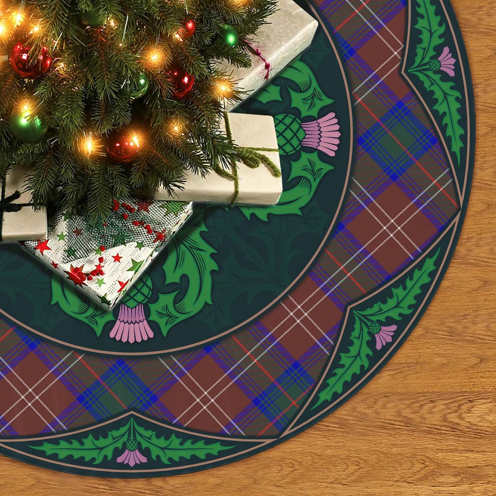 Scottish Chisholm Hunting Modern Tartan Christmas Tree Skirt Old Scottish Thistle Flower - Image 2