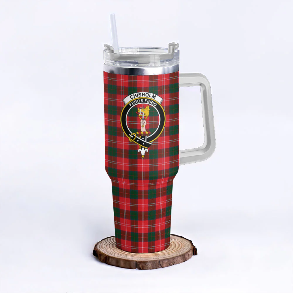 Scottish Chisholm Modern Clan Badge Tartan 40oz Tumbler
