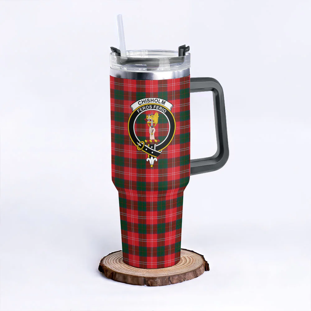Scottish Chisholm Modern Clan Badge Tartan 40oz Tumbler - Image 6