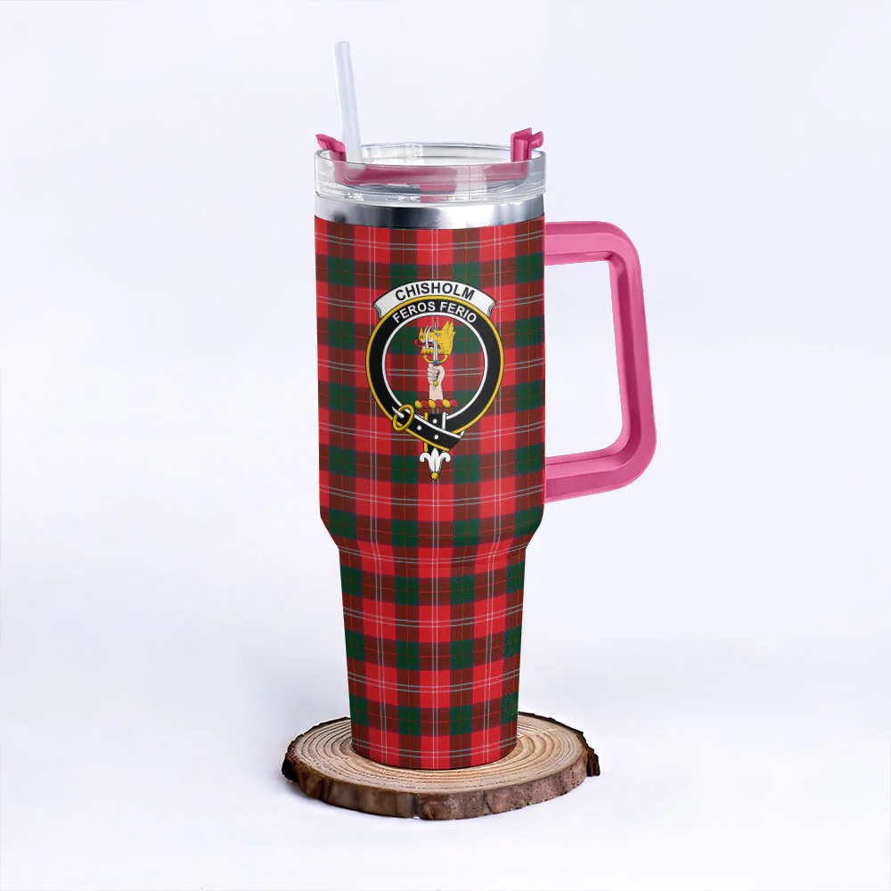 Scottish Chisholm Modern Clan Badge Tartan 40oz Tumbler - Image 7