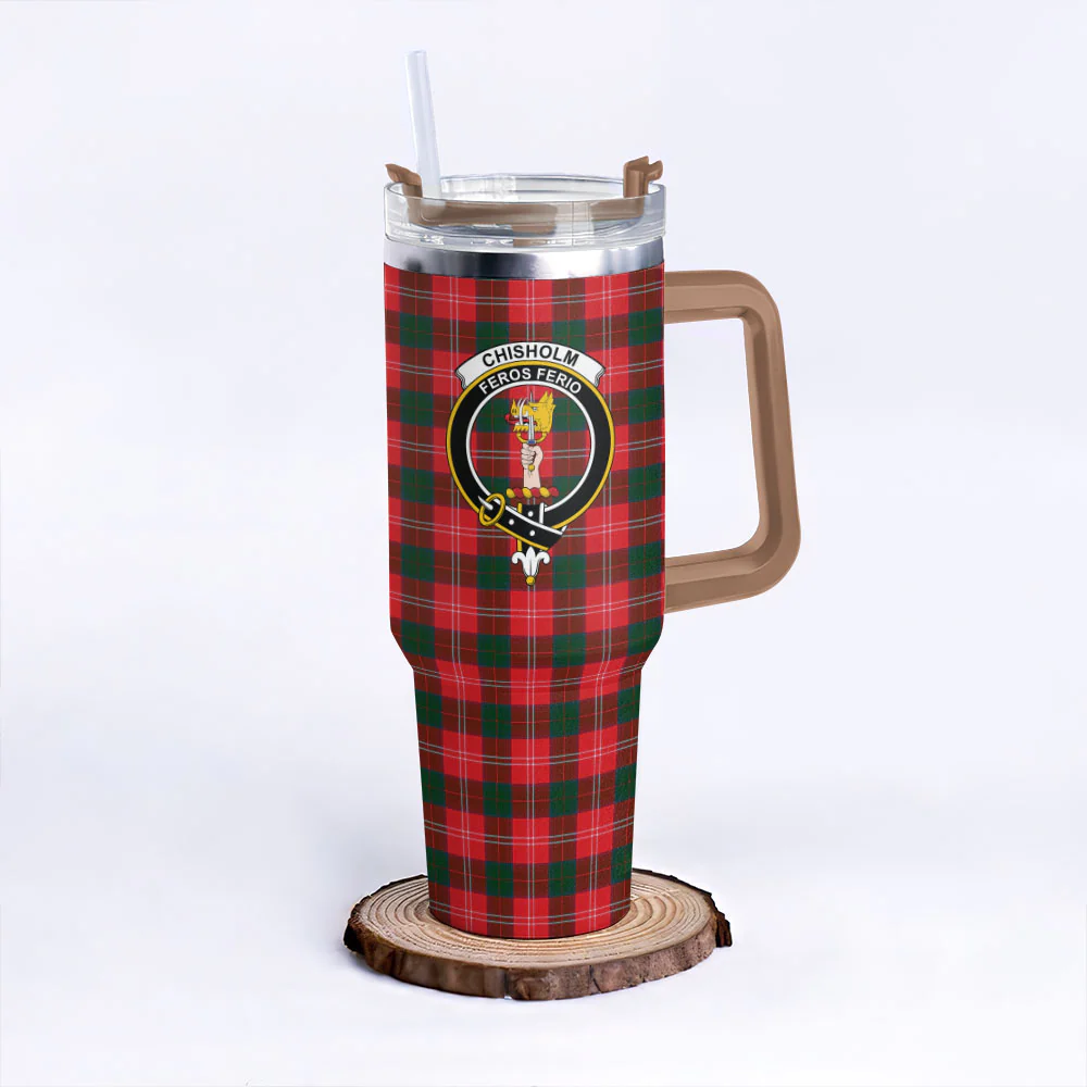 Scottish Chisholm Modern Clan Badge Tartan 40oz Tumbler - Image 9