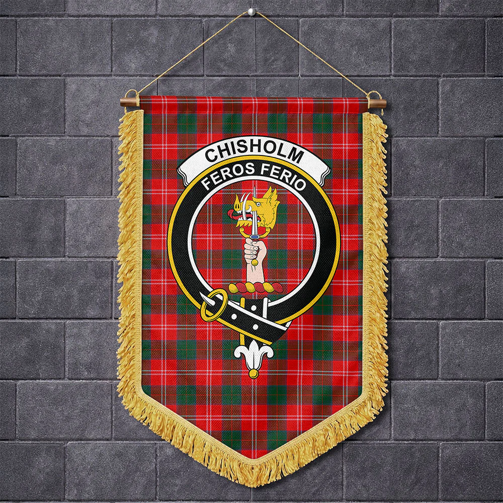Scottish Chisholm Modern Clan Badge Tartan Wall Hanging Banner