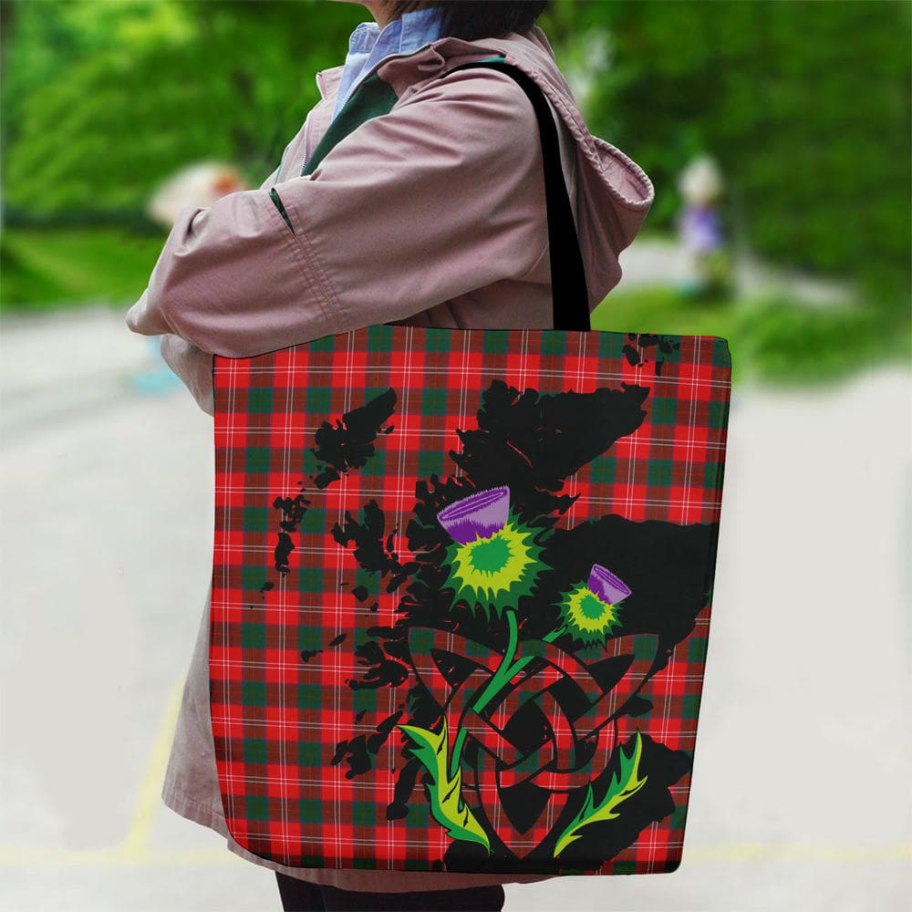 Scottish Chisholm Modern Tartan Canvas Bag With Shoulder Strap With Thistle - Image 2