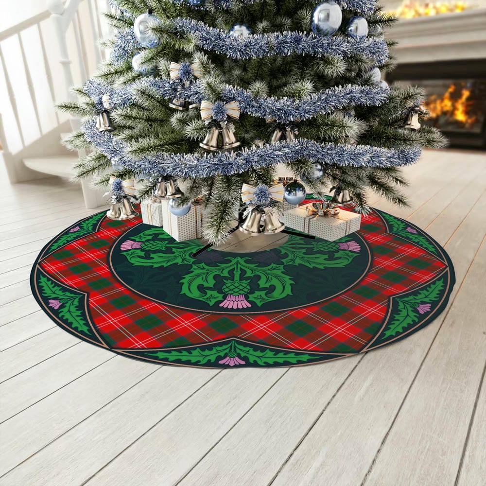 Scottish Chisholm Modern Tartan Christmas Tree Skirt Old Scottish Thistle Flower - Image 3