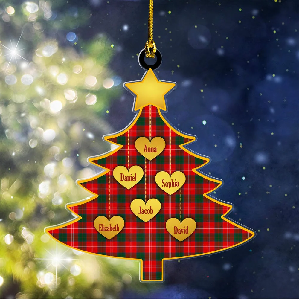 Scottish Chisholm Modern Tartan Ornament Custom Family Christmas Tree