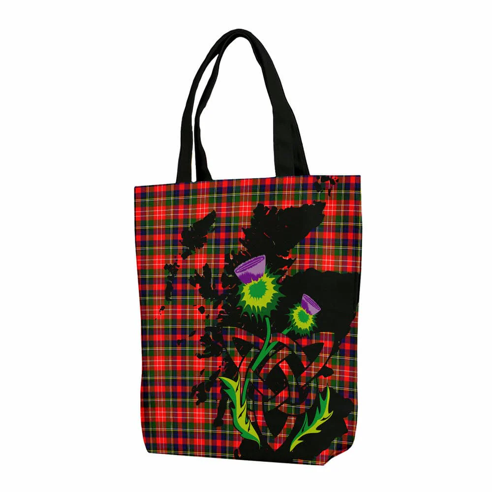 Scottish Christie Tartan Canvas Bag With Shoulder Strap With Thistle