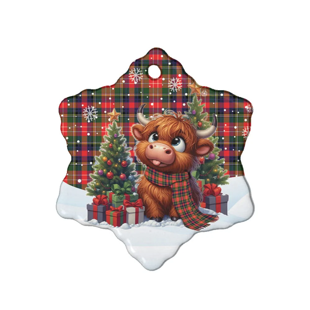 Scottish Christie Tartan Ceramic Ornament Cute Highland Cow Christmas - Image 6