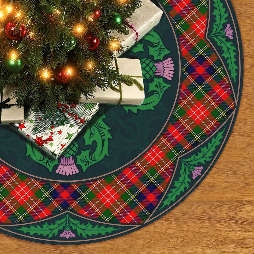 Scottish Christie Tartan Christmas Tree Skirt Old Scottish Thistle Flower - Image 2
