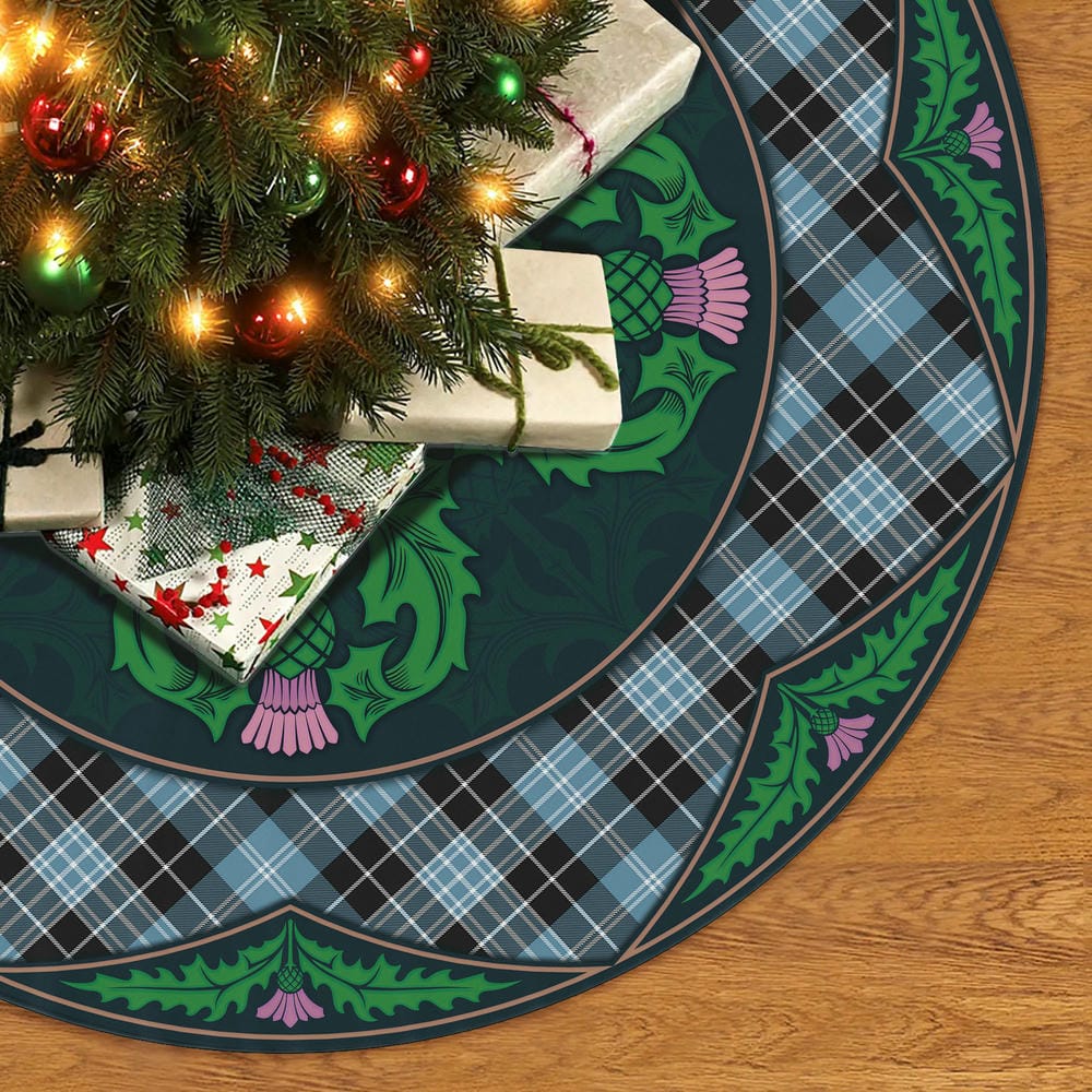 Scottish Clark Ancient Tartan Christmas Tree Skirt Old Scottish Thistle Flower - Image 2