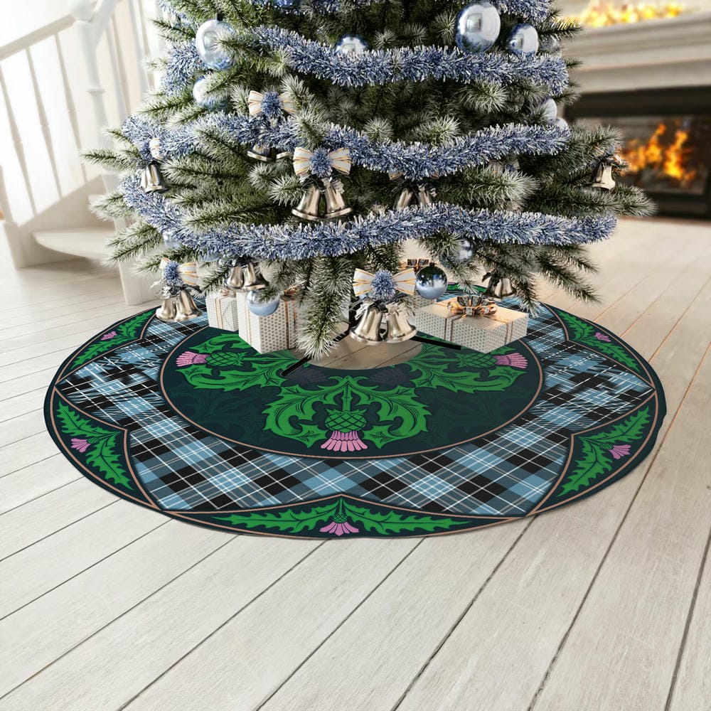 Scottish Clark Ancient Tartan Christmas Tree Skirt Old Scottish Thistle Flower - Image 3