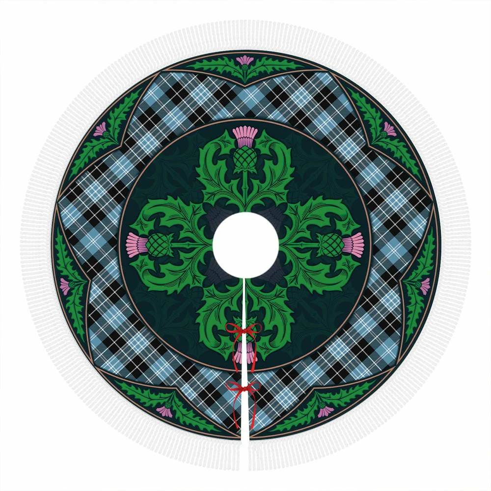Scottish Clark Ancient Tartan Christmas Tree Skirt Old Scottish Thistle Flower - Image 4
