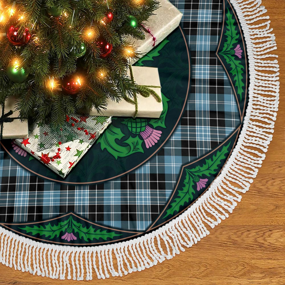 Scottish Clark Ancient Tartan Christmas Tree Skirt Old Scottish Thistle Flower - Image 5