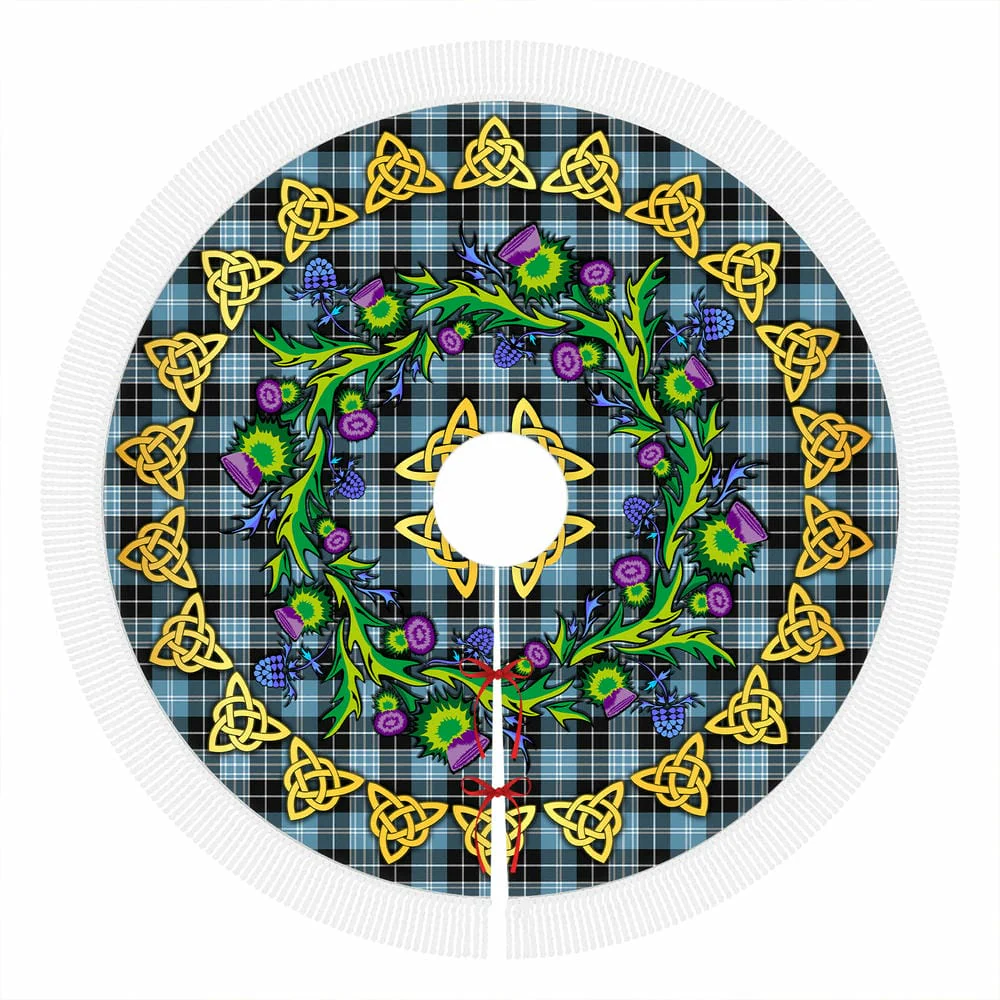Scottish Clark Ancient Tartan Thistle Celtic Knot Christmas Tree Skirt - Image 4