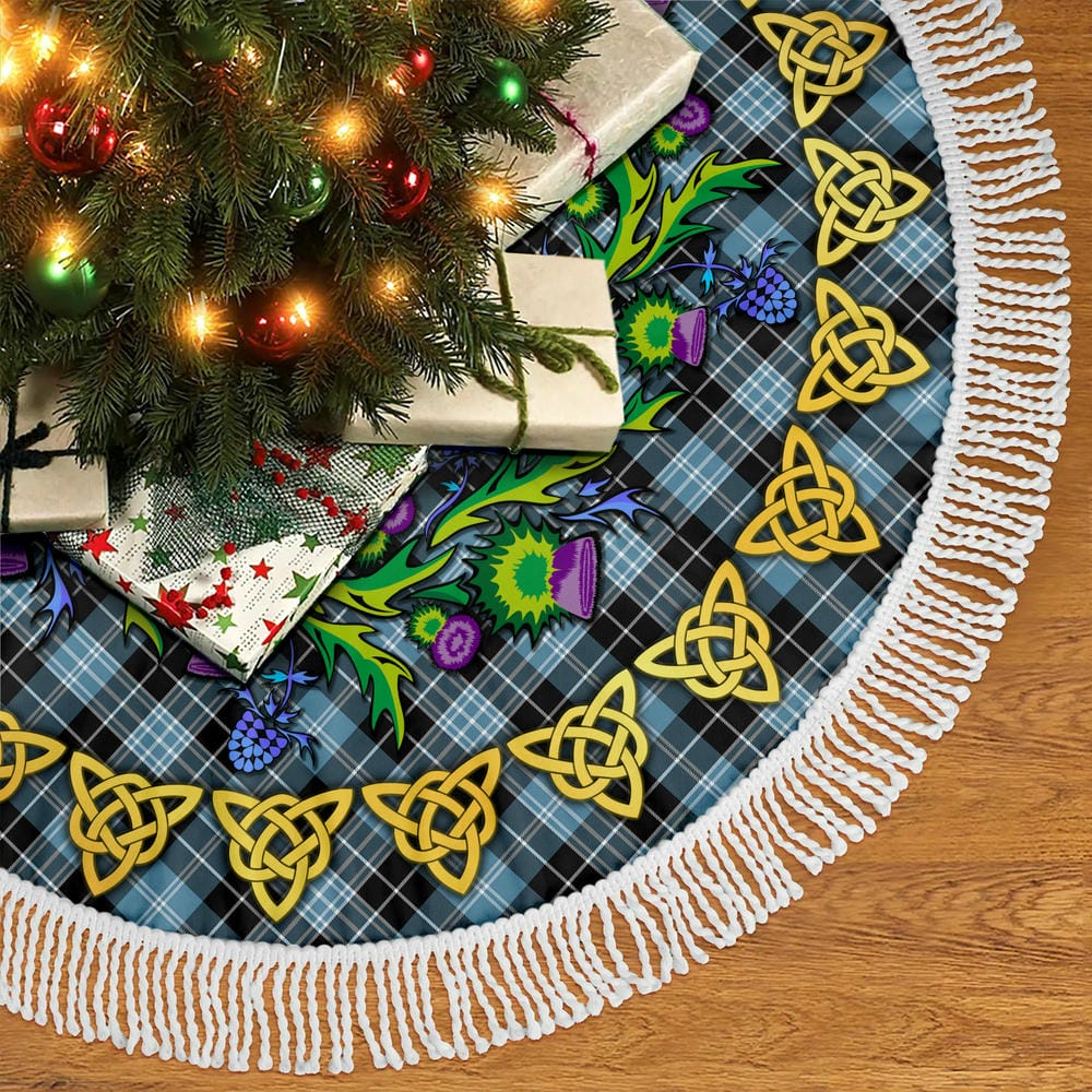 Scottish Clark Ancient Tartan Thistle Celtic Knot Christmas Tree Skirt - Image 5