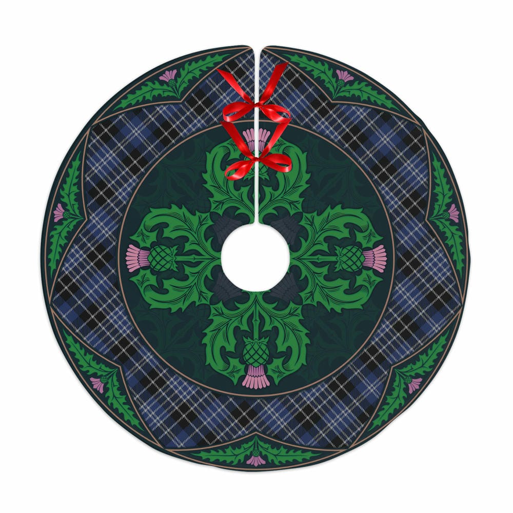 Scottish Clark Modern Tartan Christmas Tree Skirt Old Scottish Thistle Flower