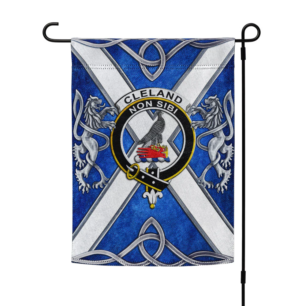Scottish Cleland Clan Badge Garden Flag Silver Rampant Lion Emblem