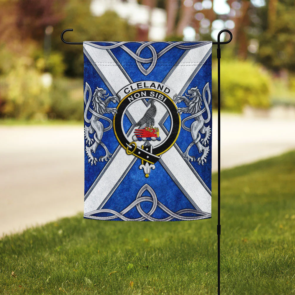 Scottish Cleland Clan Badge Garden Flag Silver Rampant Lion Emblem - Image 3