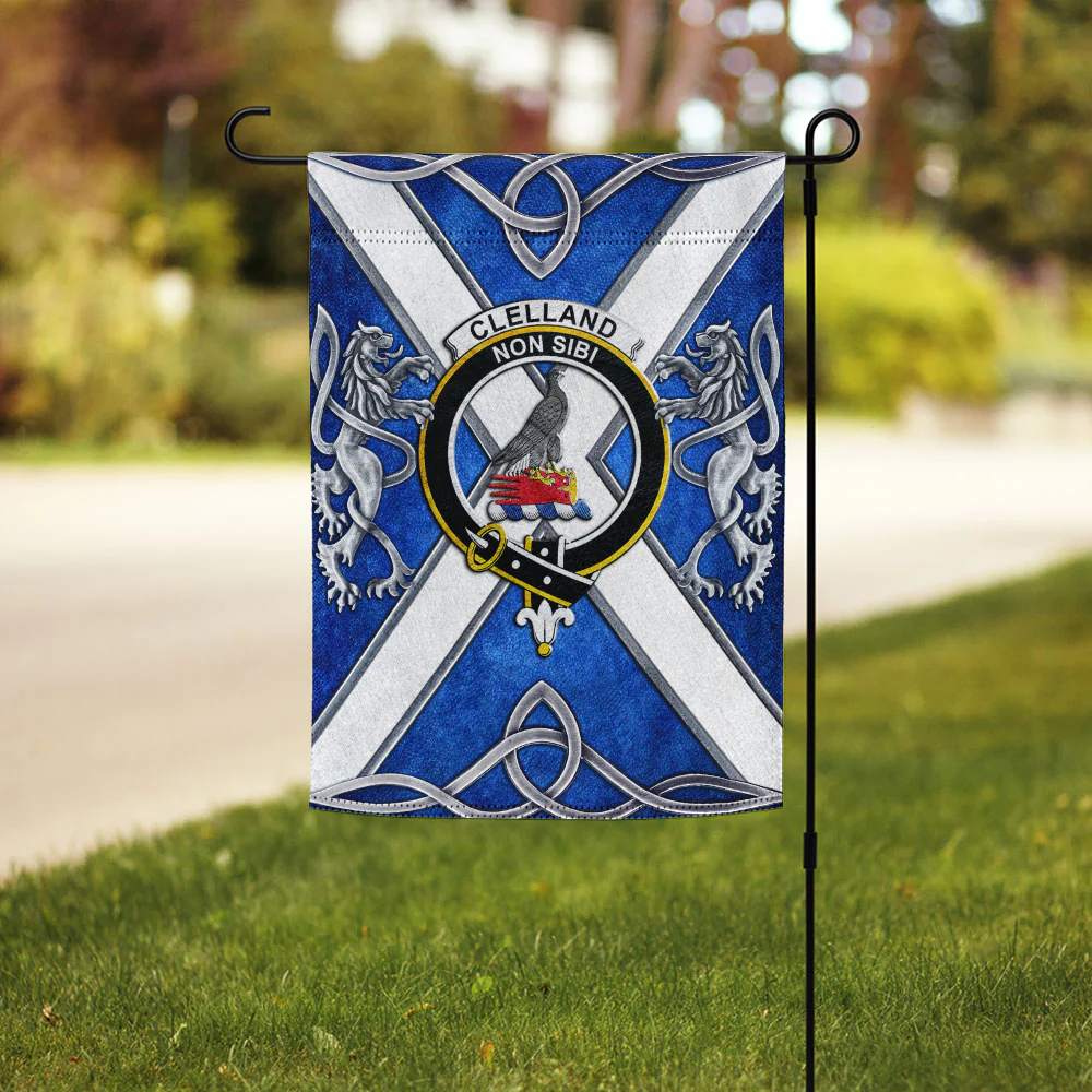 Scottish Clelland Clan Badge Garden Flag Silver Rampant Lion Emblem - Image 3