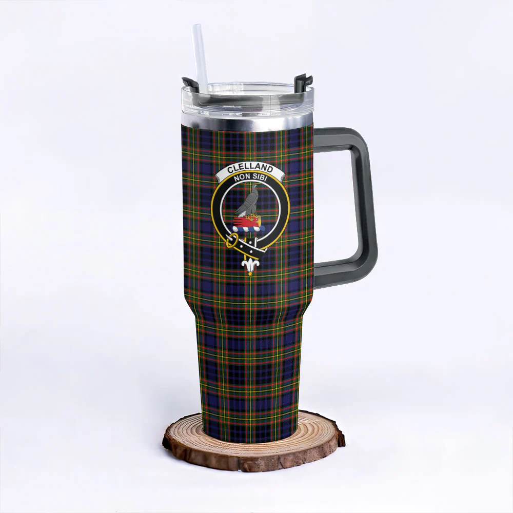 Scottish Clelland Modern Clan Badge Tartan 40oz Tumbler - Image 6