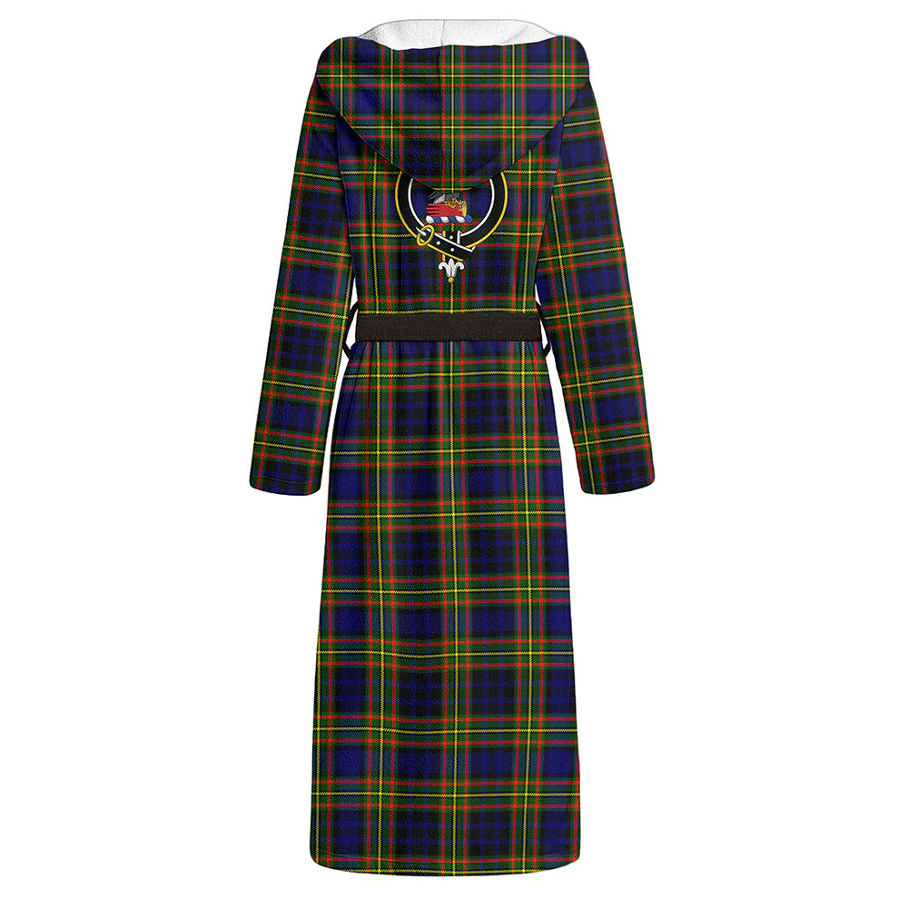 Scottish Clelland Modern Clan Badge Tartan Flannel Hooded Bathrobe - Image 3