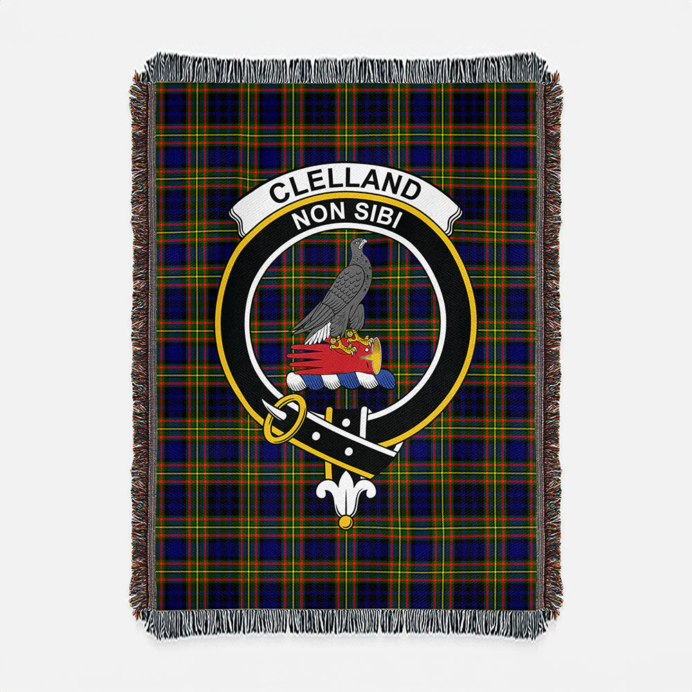 Scottish Clelland Modern Clan Badge Tartan Woven Blanket - Image 2