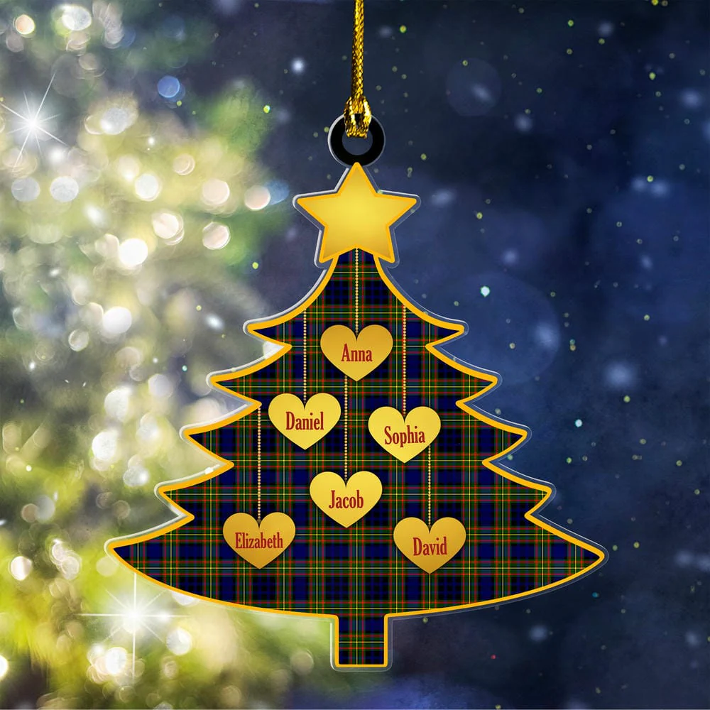 Scottish Clelland Modern Tartan Ornament Custom Family Christmas Tree