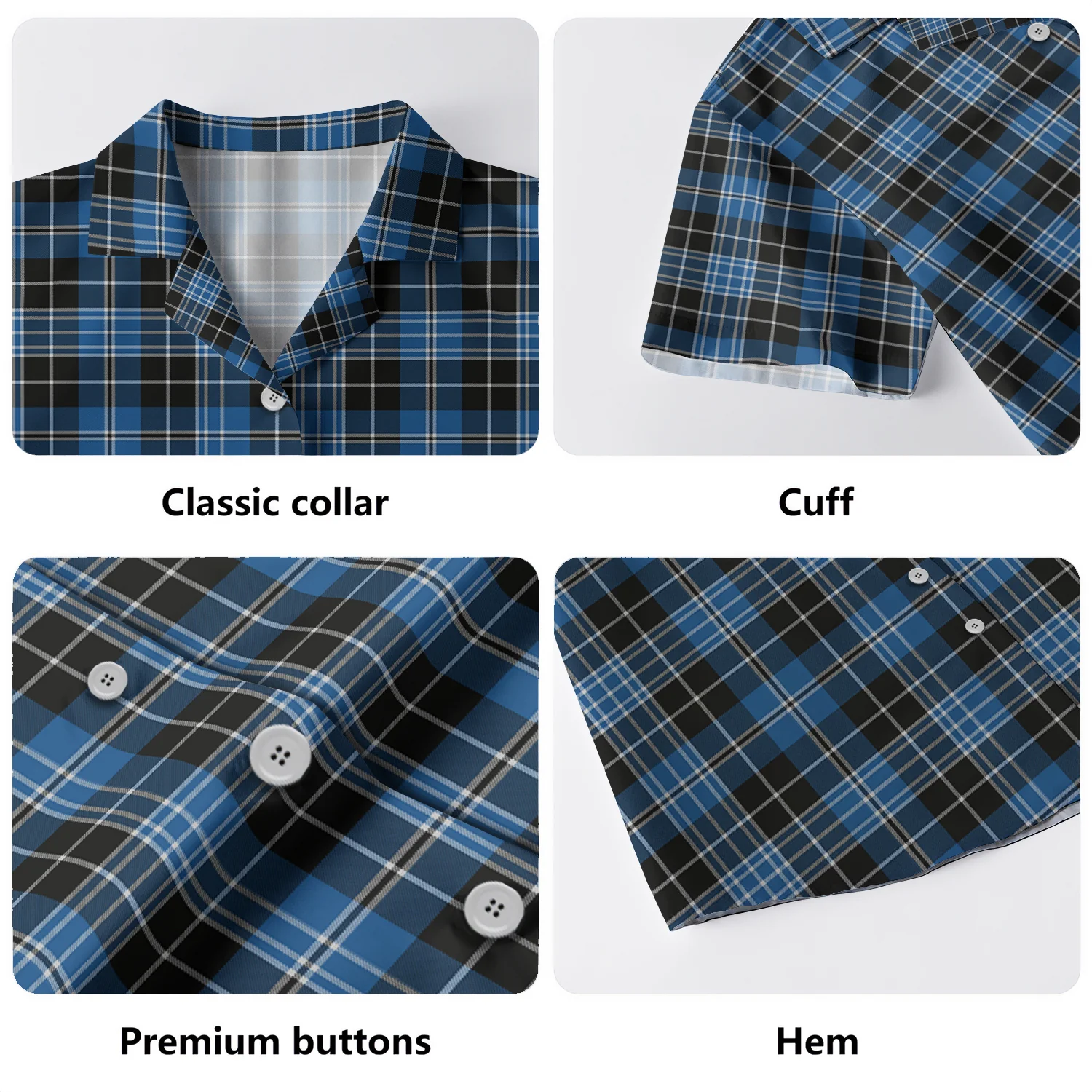 Scottish Clergy Blue Clan Badge Tartan Hawaiian Shirt - Image 3
