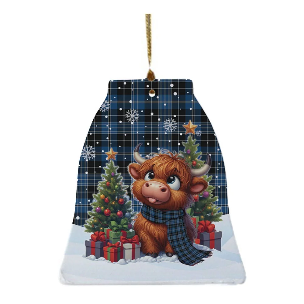 Scottish Clergy Blue Tartan Ceramic Ornament Cute Highland Cow Christmas - Image 4