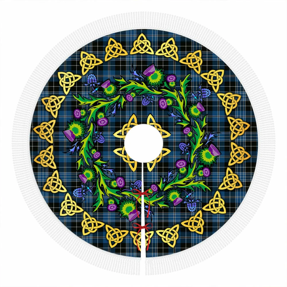 Scottish Clergy Blue Tartan Thistle Celtic Knot Christmas Tree Skirt - Image 4