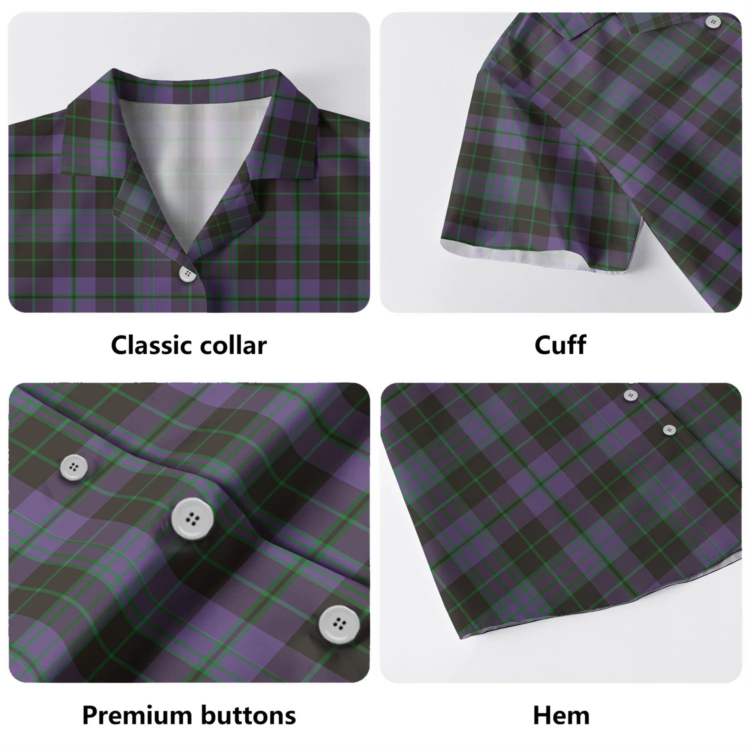 Scottish Clergy Green Clan Badge Tartan Hawaiian Shirt - Image 3