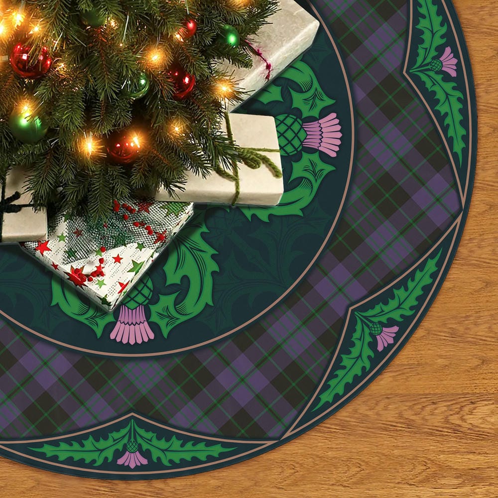 Scottish Clergy Green Tartan Christmas Tree Skirt Old Scottish Thistle Flower - Image 2