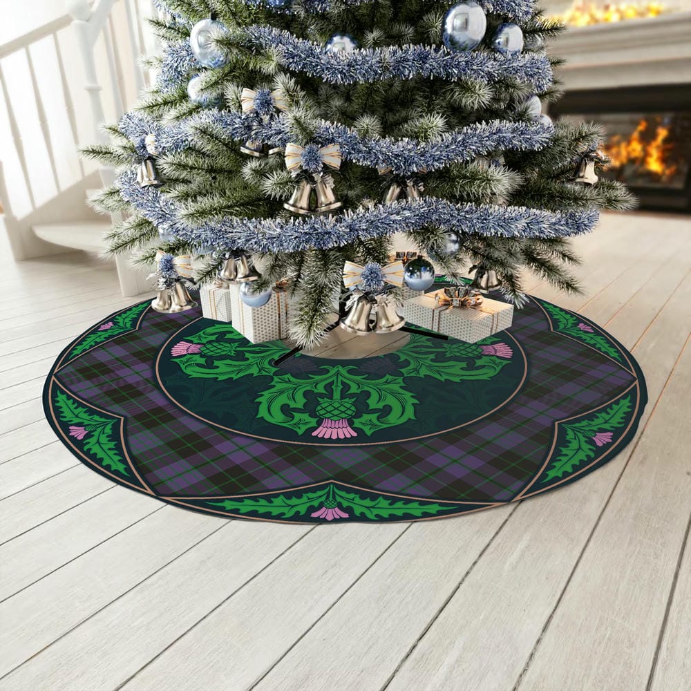 Scottish Clergy Green Tartan Christmas Tree Skirt Old Scottish Thistle Flower - Image 3