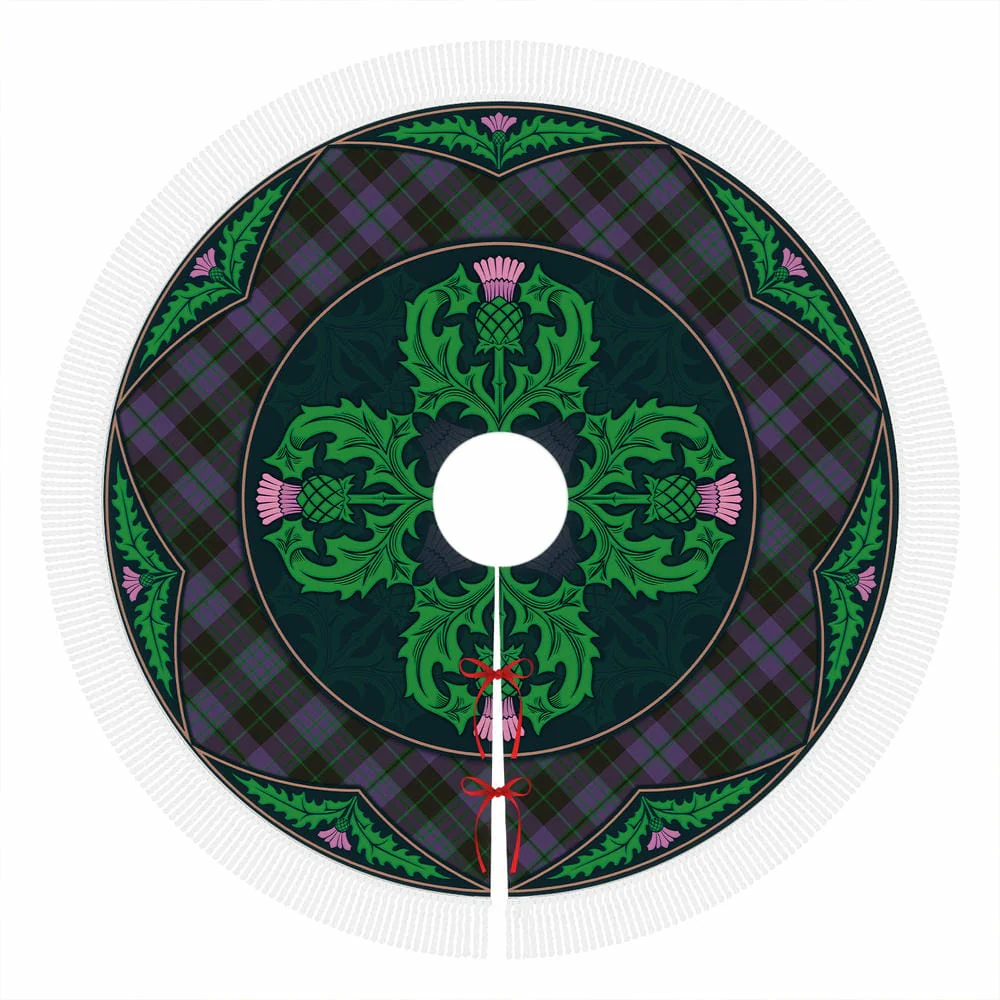 Scottish Clergy Green Tartan Christmas Tree Skirt Old Scottish Thistle Flower - Image 4