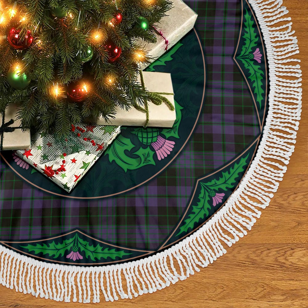 Scottish Clergy Green Tartan Christmas Tree Skirt Old Scottish Thistle Flower - Image 5
