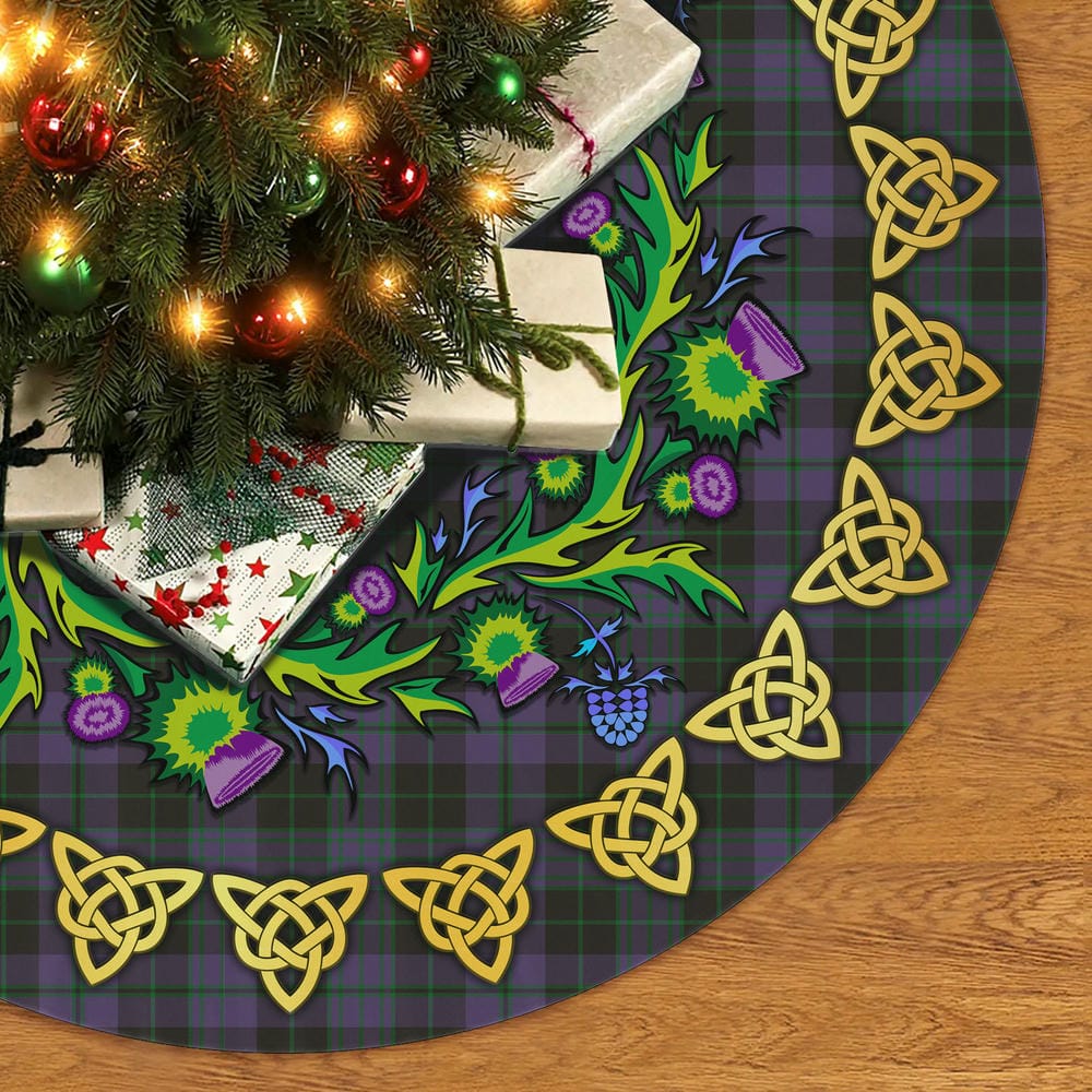 Scottish Clergy Green Tartan Thistle Celtic Knot Christmas Tree Skirt - Image 2