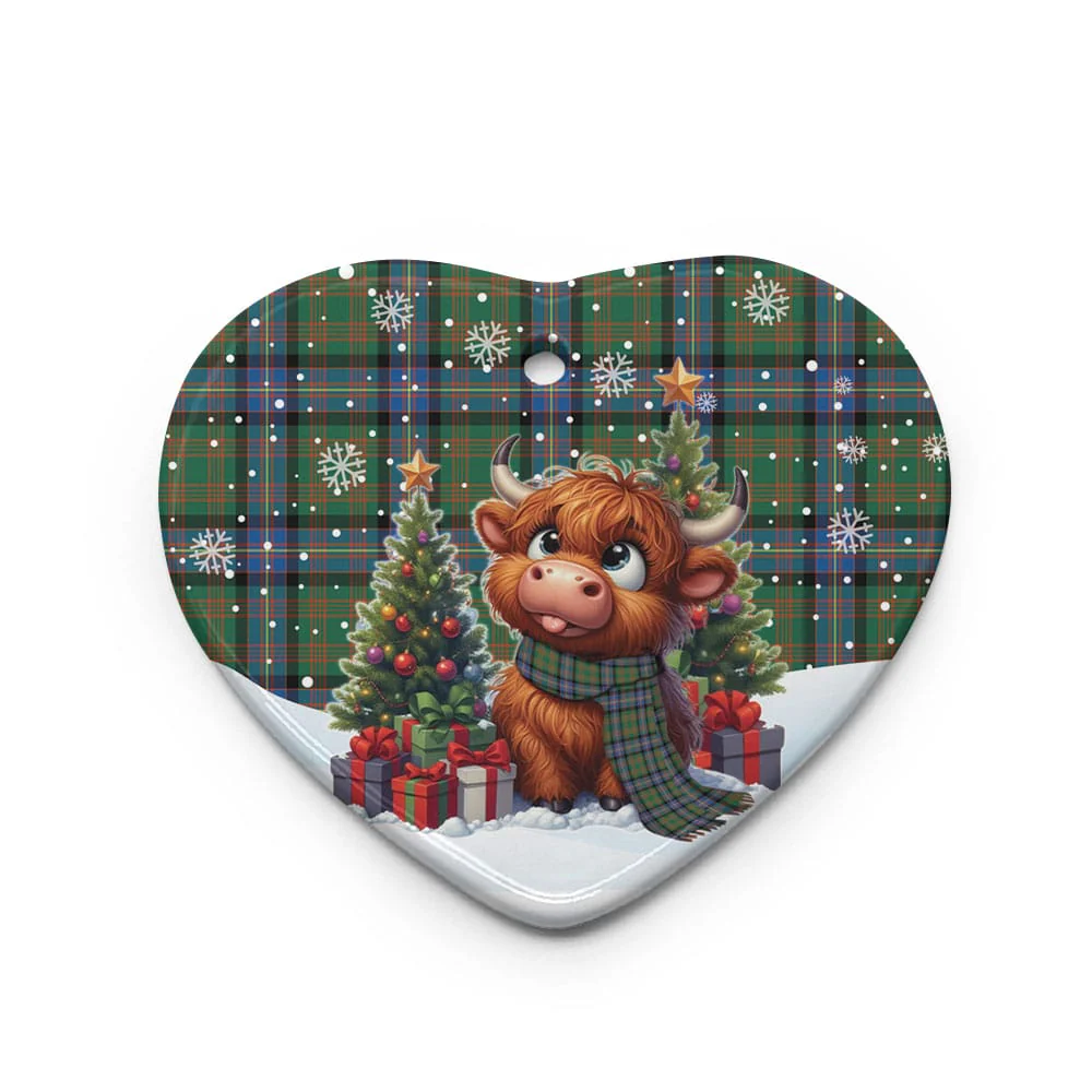 Scottish Cochrane Ancient Tartan Ceramic Ornament Cute Highland Cow Christmas - Image 3