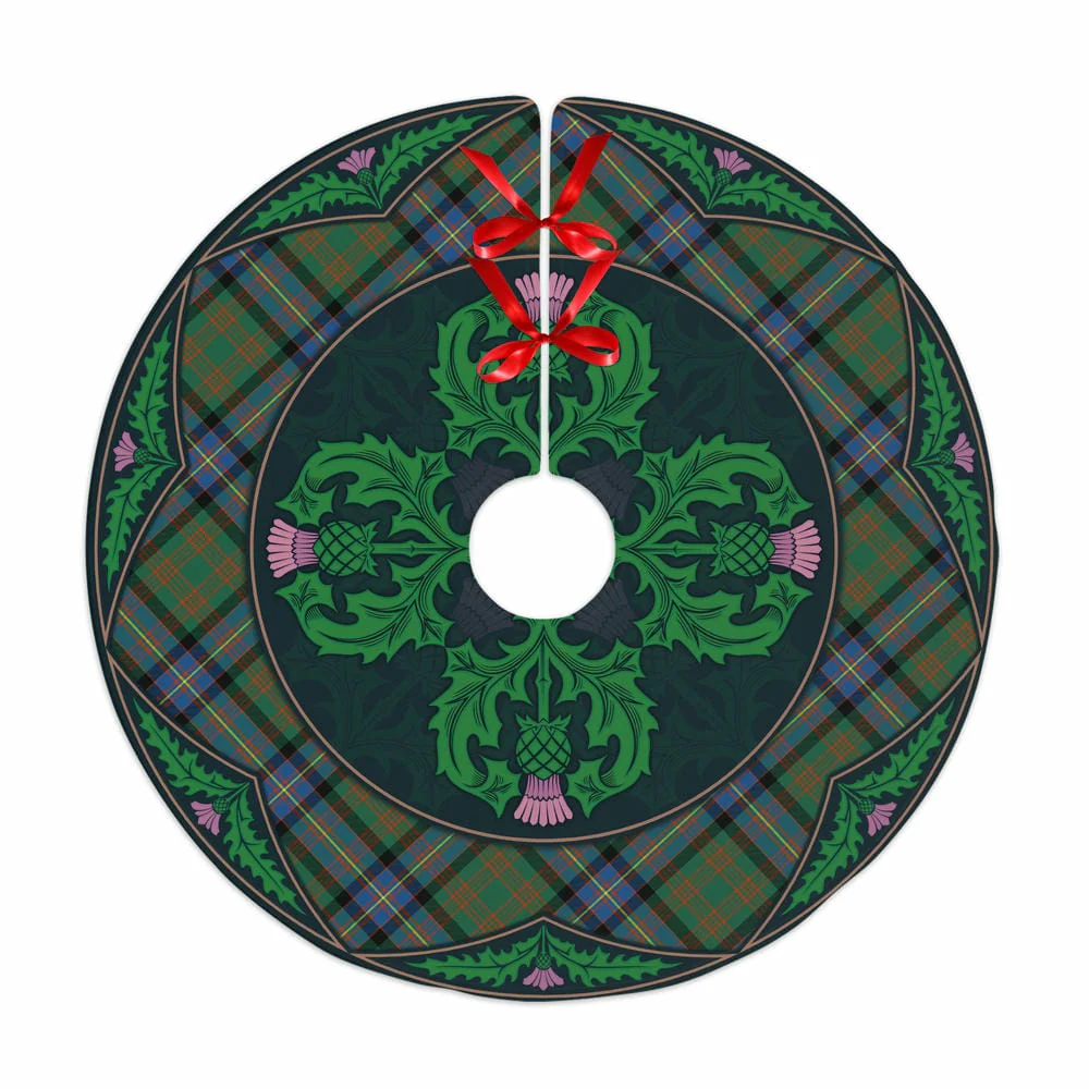 Scottish Cochrane Ancient Tartan Christmas Tree Skirt Old Scottish Thistle Flower