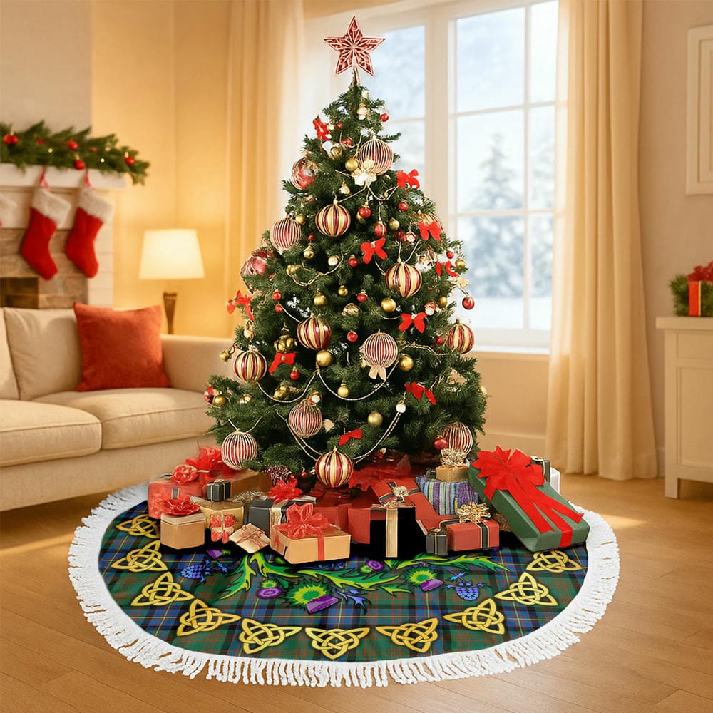 Scottish Cochrane Ancient Tartan Thistle Celtic Knot Christmas Tree Skirt - Image 6